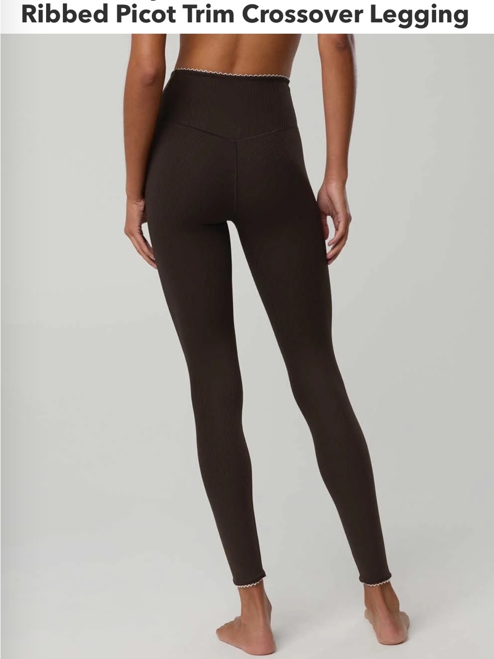 aerie Ribbed Picot Trim Crossover Legging - Brown